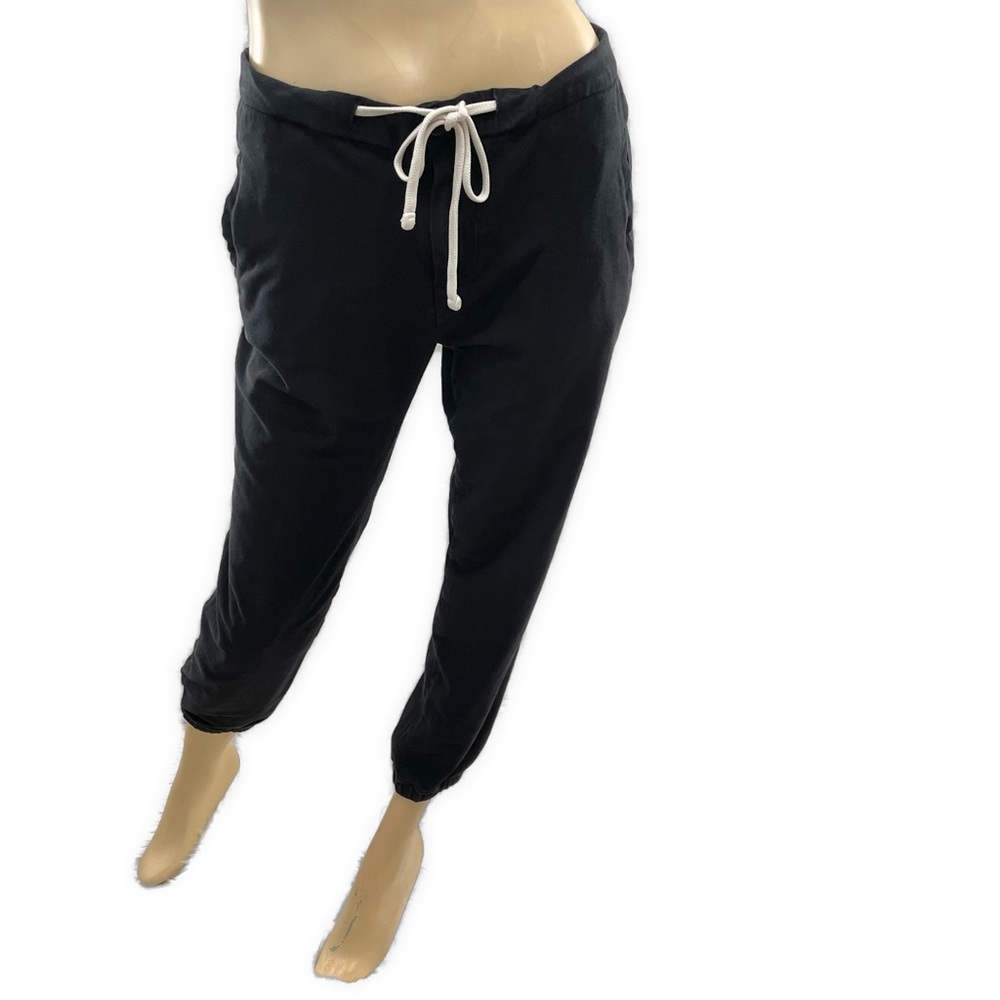 James Perse- Black Soft Cotton Tie Waist Joggers- 3